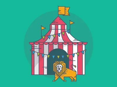 Running Away to the Circus calendar circus event events flag icon line icon lion tent ui user interface