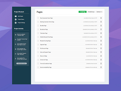 Web App Page List - Full Screen app content dashboard design interface product project ui ux web