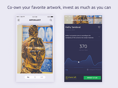 Artcollect App artwork graph investing ios mobile money ui