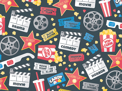 Matinee Patterned Paper clapboard curtrjensen film hollywood icon imaginisce movie popcorn scrapbook paper star ticket walk of fame