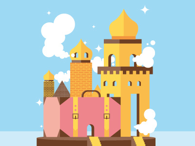 Back From Holydays city illustration journey suitcase trip vector