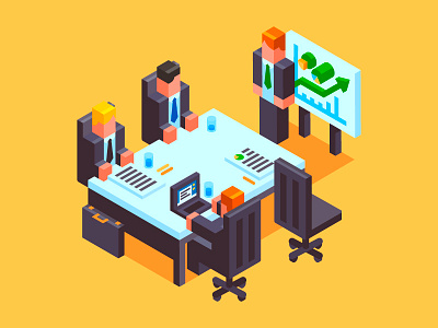 Presentation business businessman deal finance isometric isometry management manager marketing meeting presentation vector