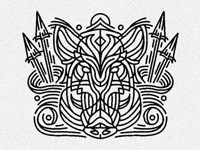 boar - tattoo arrows boar dangerous dynamic lines linework pig tattoo