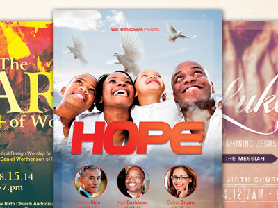 Hope Church Flyer Template Bundle bible study christ crucifixion easter flyer gospel hand invitation jesus luke memorial sermon series