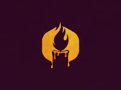 Candle brand candle fire logo mark negative space simple