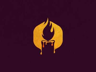 Candle brand candle fire logo mark negative space simple