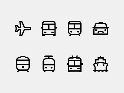 Public Transport bus ferry glyph icons icons line icons subway taxi train tram transport trolleybus windows icons