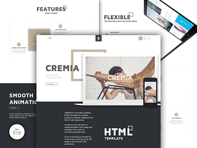 Cremia Template animation css custom html javascript portfolio responsive retina smooth svg template