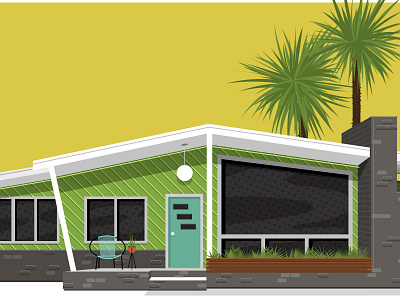 Mid Century House 1960 1970 eames eichler green mid century midcentury palm trees retro teal vintage yellow