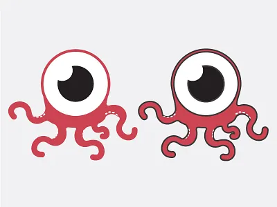 Octopus design eye icon illustration logo mark octopus red