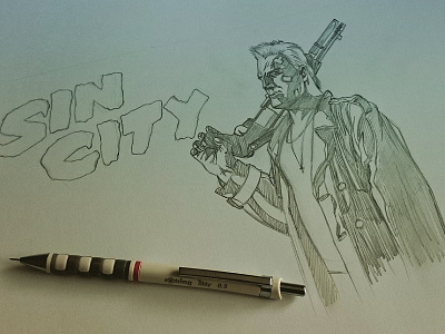 Marv illustration marv pencil project sincity sketch