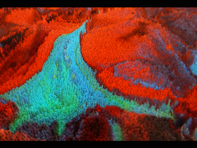 Blue Lava abstract background c4d low mountains pixels poly red