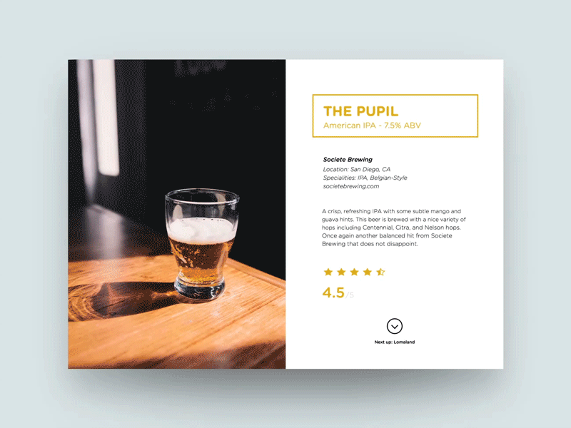 Beer Review Blog animation blog craft beer design flat interactive review san diego ui ux web