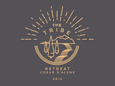 Tribe Retreat Event Logo event illustration line logo mountains nature trees tribe waterfall