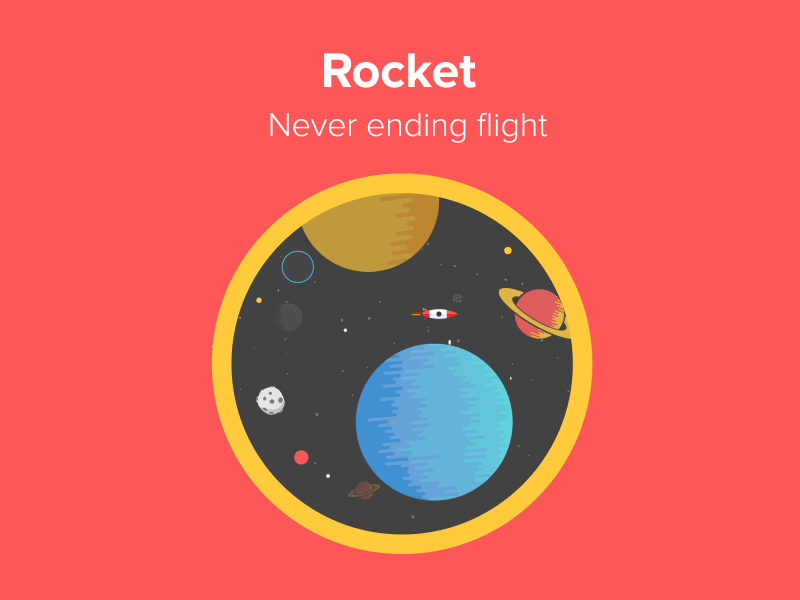 Rocket badge flat design parallax rocket space