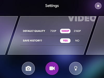 UI Element Challenge -- Day 062 Settings control control system daily challenge settings touch touchscreen ui ui design video video settings
