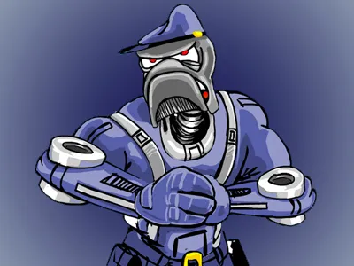 MajorUpdates cartoon funny robot vector