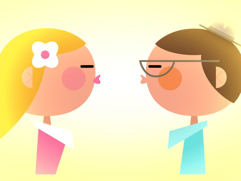 The Kiss animation character design gif illustration kiss motion design