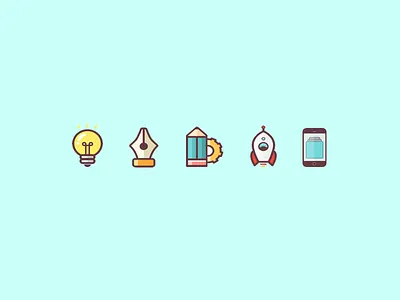 Agency Icons Miniset agency bulb design development icons ideas launch mobile pen pencil phone rocket