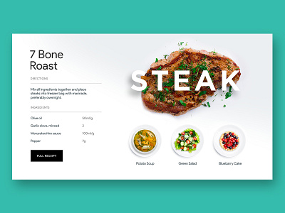 Steak recipe cafe design food order receipt typography ui ux