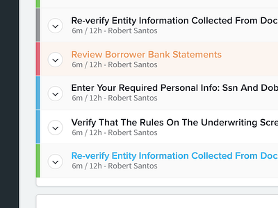 Loan Status Items chevron color dropdown list status tabs ui