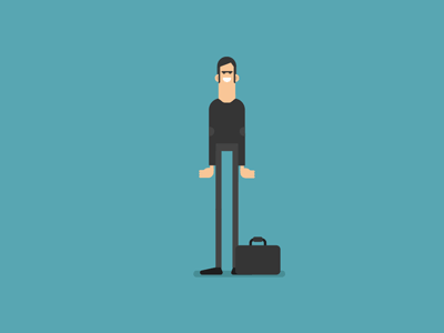 For luck! 2d angry bird black character fun illustration male men shit sky suitcase