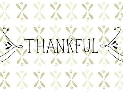 Thankful flourish green hand lettered thankful