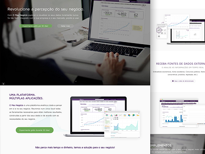 Business Intelligence website - "O meu negócio" 360 analytics app big business design green mobile picture