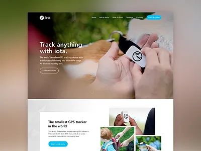 iota home page blue device gps home iota marketing pet tracker ui visual design web website