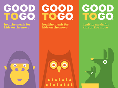 Good To Go branding gorilla illustration kangaroo kids owl packaging