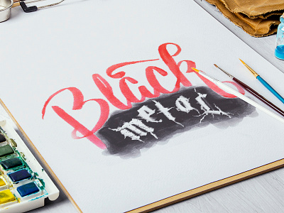 BlackMetal black blackmetal calligraphy custom ink metal script type watercolor