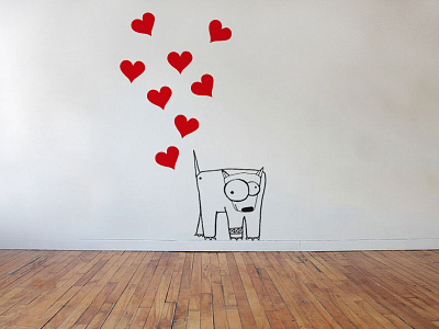 Farting Dog - Sticker for Wall dog fart heart sticker wall