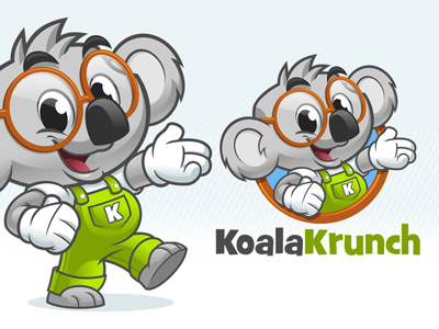 Koala Krunch cartoon logo cartoon mascot koala koala mascot mascot design