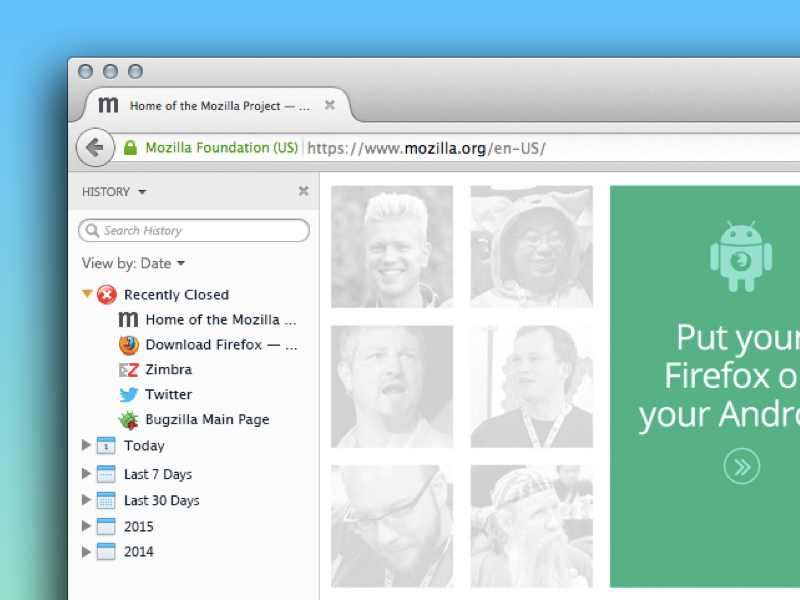 Improved History Sidebar (Light Version) firefox history mozilla panel sidebar ui ux