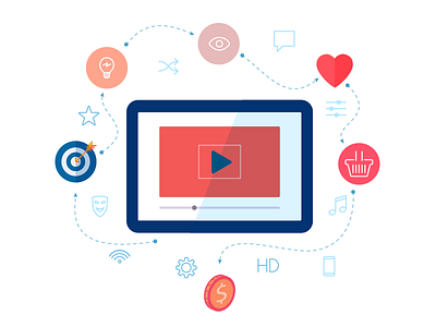 Social media video illustration ai flat icon icon illustration illustrator