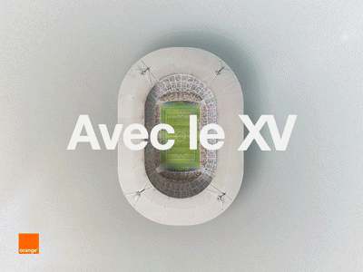 Breakdown — Avec le XV bird view breakdown digital editing homepage intro orange rugby rwc stadium