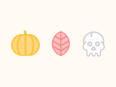 Fall fall flat halloween icons leaf pumpking skull