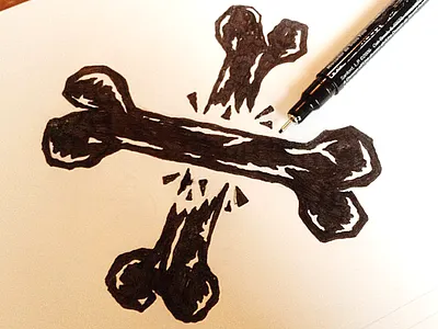 Bones bones drawing hand drawn illustration pen and ink rough sketch vintage