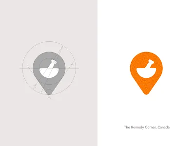 TRC construction corner grid health icon location logo navigation orange pharmacy pin remedy