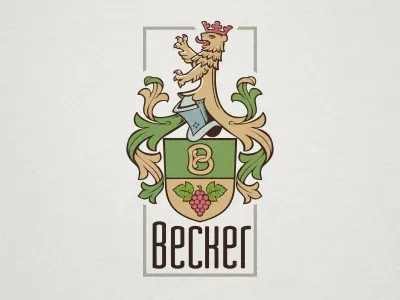 Coat of arms baker coat of arms crest helmet letter b lion shield vine