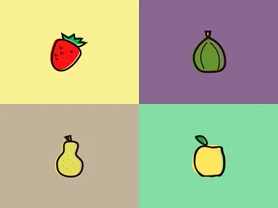 Jam Fruits fig flat fruits illustrations jam pear quince strawberry