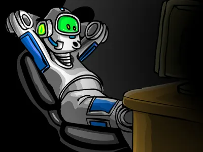 SurfBot cartoon funny robot vector