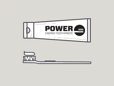 Toothpaste Product Illustration 2 brush caffeine energy flat outline power startup teeth toothbrush toothpaste tube