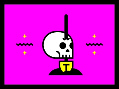 Grave digger bones design grave illustration magenta neon skull star