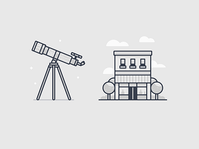 Operator Illos 05 building explore icon illustration shop telescope texture vector