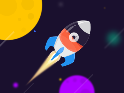 Rocket clean ui，icon，rocket，planet universe