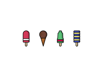 Ice creams! chocolate flat food green ice cream icon icons illustration illustrator pink summer yellow