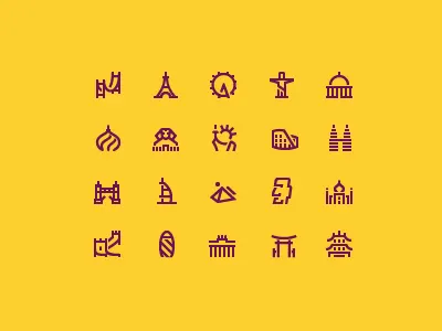 Landmarks big ben brazil icon india jesus landmarks line london london eye new york paris vector