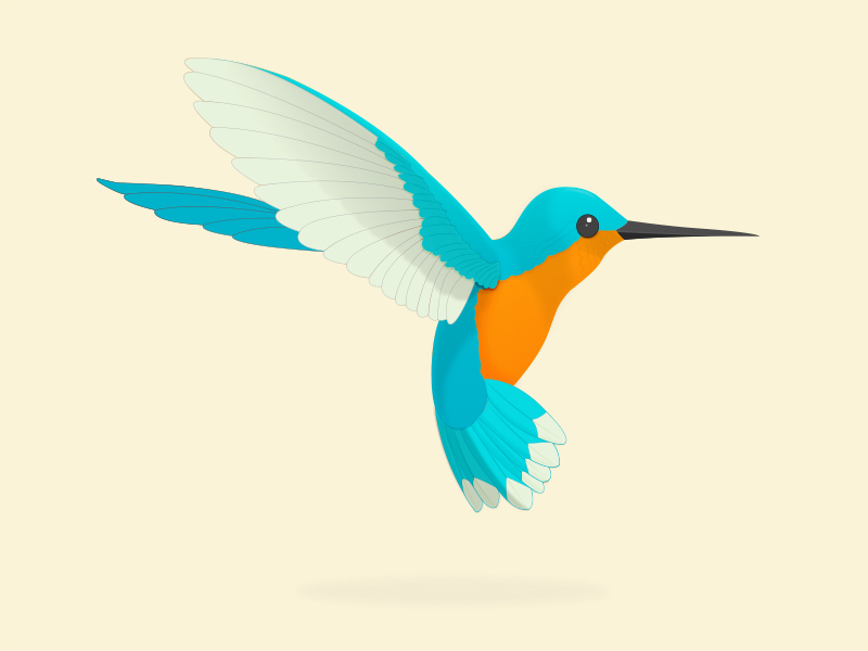 Blue Bird bird blue cute fly illustration minimal orange small wings yellow