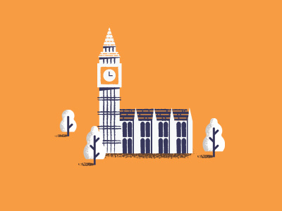 Big Ben - One + Herb Lester Associates big ben daniele simonelli herb lester herb lester associates illustration landmark london map texture tower trees